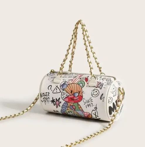 Bolsa crossbody grafite presente moderna criativa 24cm comprimento.