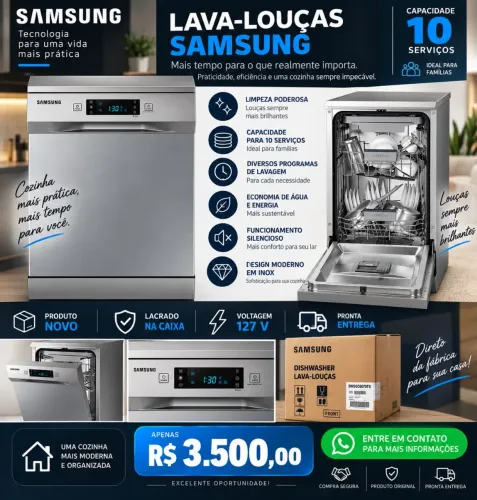 LAVA-LOUÇAS SAMSUNG INOX ? 10 SERVIÇOS<br>? NOVA | LACRADA NA CAIXA
