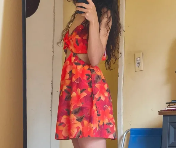 Vestido Floral Laranja (desapego)
