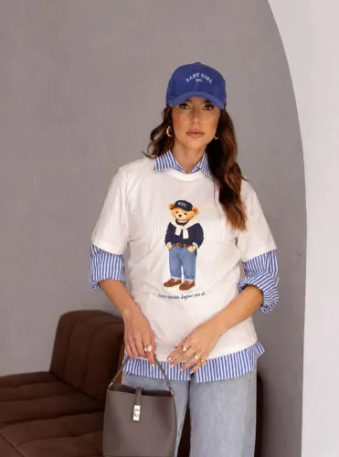 T-shirt feminina Urso algodão <br>Tamanho M<br>$49,90 à vista ou 59,90 à prazo (2x no cartão)