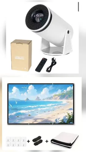 Projetor + Tela de projeção 100 polegadas