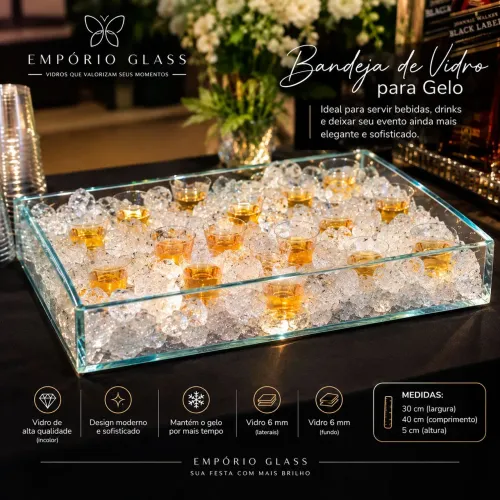 Bandeja de vidro para gelos