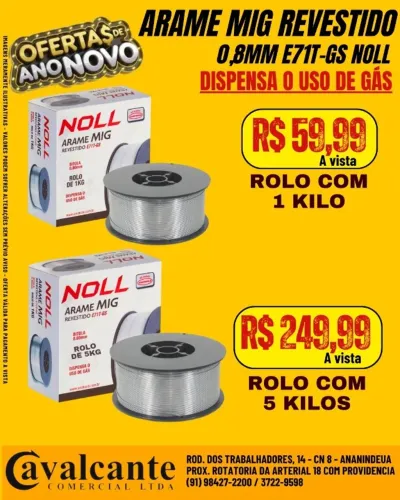 ARAME REVESTIDO 0,8MM PARA INVERSORA DE SOLDA MIG SEM GÁS
