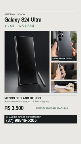 Samsung S24 ultra - vendo ou aceito troca em macbook