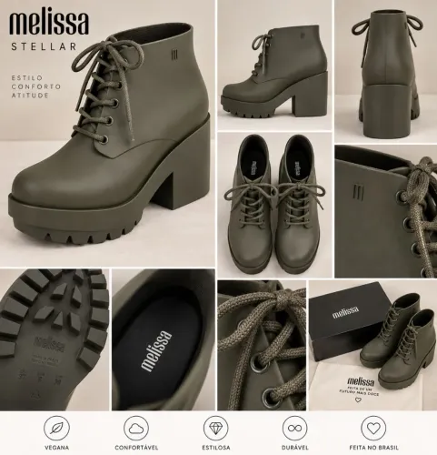 Bota Melissa Original Nova - Verde Militar | Salto Tratorado