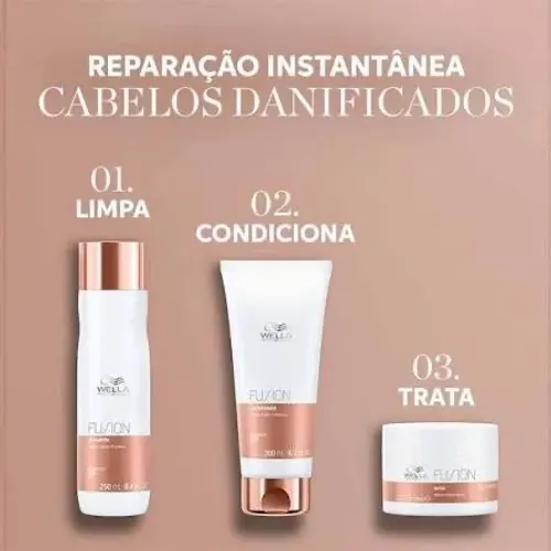 Kit Wella Fusion Shampoo Condicionador e Máscara Reconstrução Original