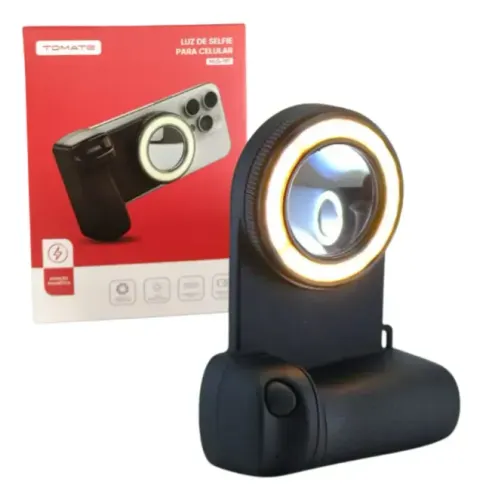 Selfie Magnética para Celular Tomate MLG-197 com Grip e Obturador Bluetooth USB-C