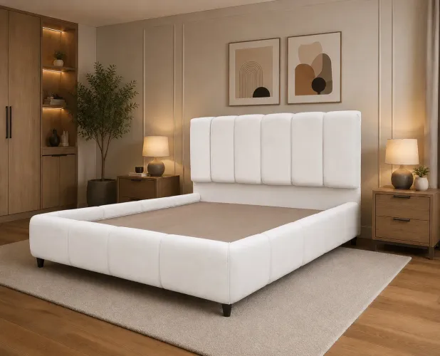 Cama box estofada com cabeceira Nova