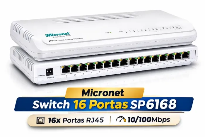 Switch Empresarial 16 Portas Micronet - Fast Ethernet