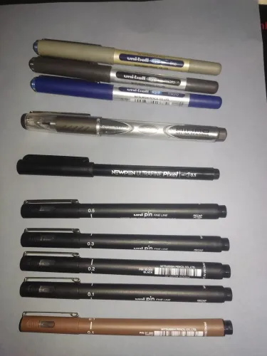 Kit Canetas Técnicas Nanquim e Rollerball - Uni Pin / Uni-ball / Gel (10 Unidades)