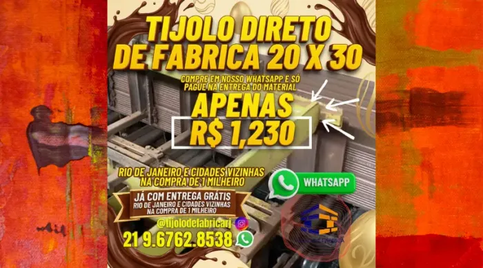 tijolo 10 furos 20x30 fabricação própria 