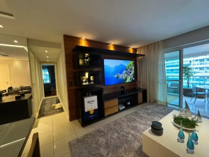 Lindo apartamento semi-mobiliado para locação, 160m2, 4 suítes - Península - Barra da tiju