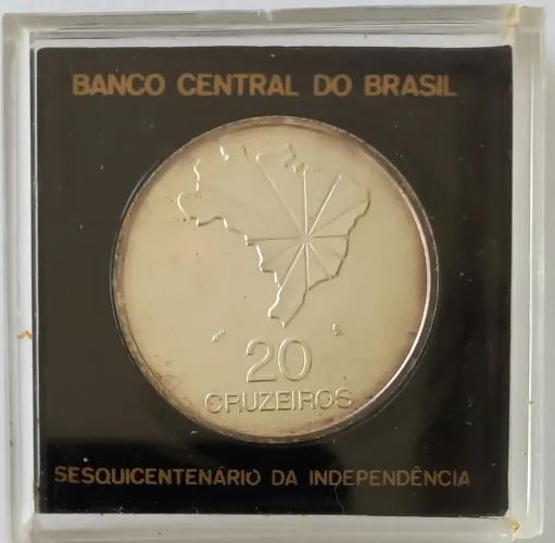 Moeda Prata 20 Cruzeiros Sesquicentenario da Independência 