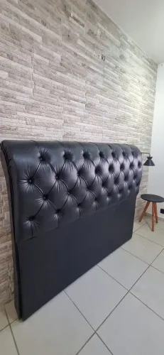 Cabeceira de Cama Box Casal Queen 158cm Courino Preto Preto