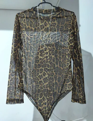 Body telado com estampa animal print tam P