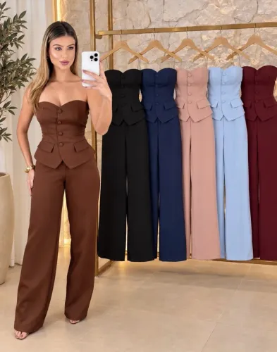Conjunto Feminino de Alfaiataria com Calça Pantalona e Colete | Luméa