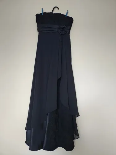 Vestido de festa longo preto tomara-que-caia 