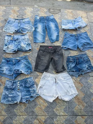 Lote 10 peças femininas do 34 ao 58 short e bermuda jeans para brechó 