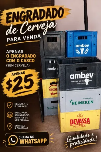 Engradados de cerveja disponível para venda
