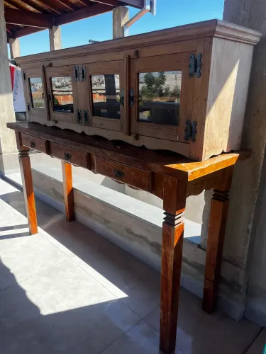 Aparador/mesa + armário/cristaleira MADEIRA MACIÇA