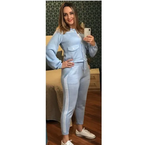 Conjunto feminino manga longa tricot