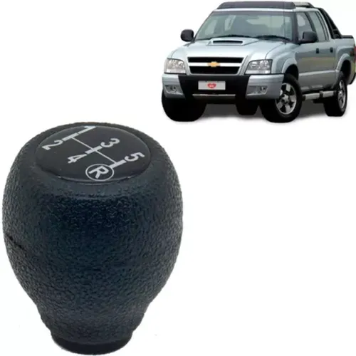 Bola de Câmbio Chevrolet S10 1995 à 2000 - Preta c/ Resina Prata - N400521