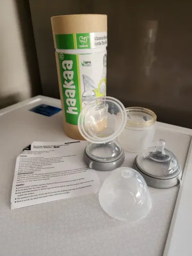 Bomba Coletora de Leite Materno 100% Silicone + Bico Mamadeira Haakaa 160ml