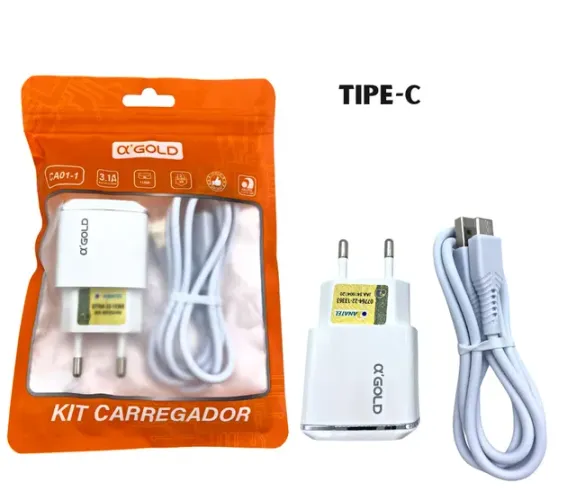 Carregador para celular tipo C ou v8 micro usb 3.1a