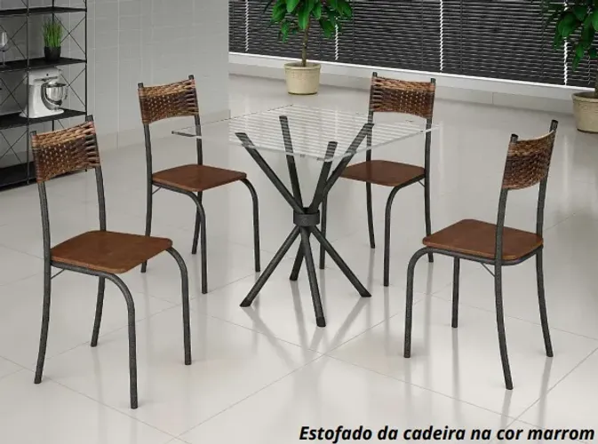 Conjunto Mesa Atlanta 4 Cadeiras 75x75 **nova embalada**