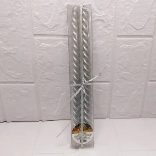 Vela Brilhante Com 2un 25cm Zf5029 - Prata