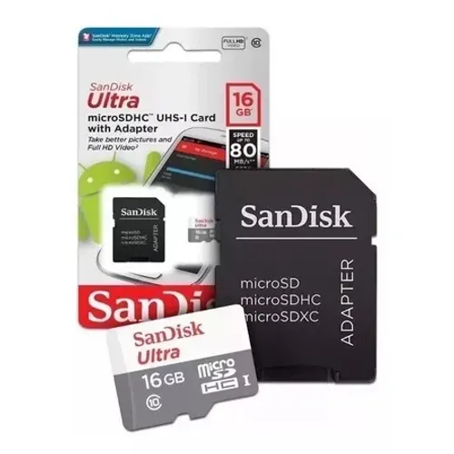 Cartão Memoria 16gb Microsd Sandisk Classe 10 Ultra Novo Lacrado Original