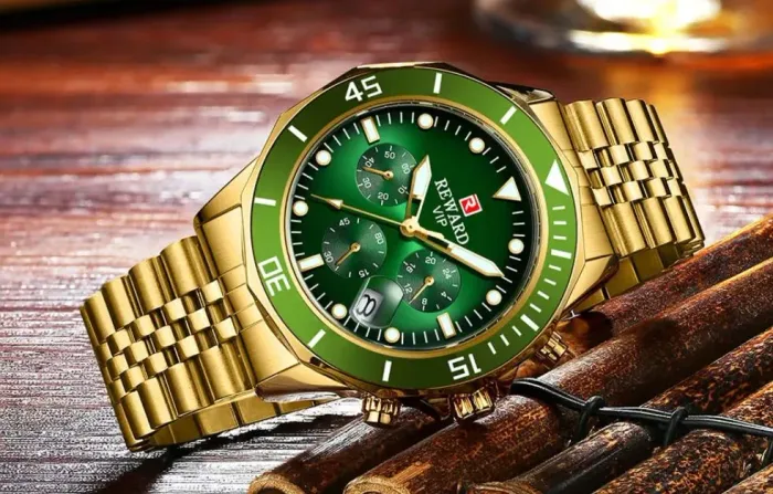 Relógio Reward RD81064M Prova D'água 5ATM Inoxidável Dourado