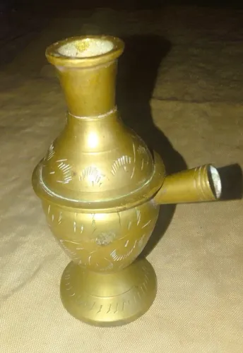 Antigo e raro Incensário indiano em bronze dourado maciço dois em um *Descrição