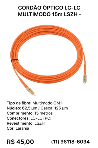 Patch cord 15m Multimodo LC-PC LC-PC