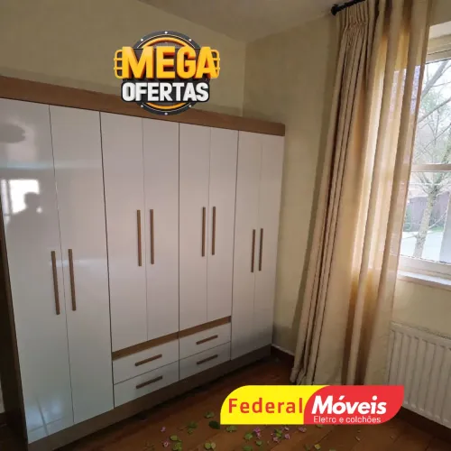 Guarda Roupa Casal 6 Portas 6 Gavetas MDF c/ Espelho - Mega Oferta!