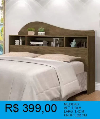 Cabeceira Casal em madeira - Entrega e montagem gratuita