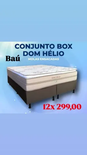 Box Baú + Colchão Dom Hélio - Molas Ensacadas