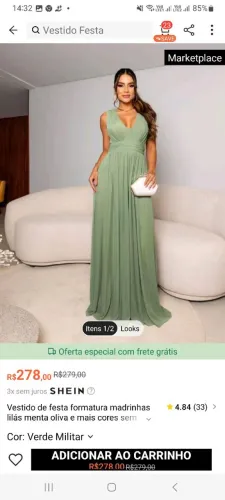 Vestido de festa formatura madrinhas lilás menta oliva