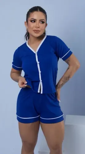atacado short doll americano liso em gola v