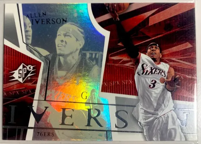 Allen Iverson Holográfico Premium Close do Rosto 2003 Incrível Card NBA Basquete Coleção