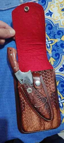Bainha estilo cowboy country em couro legítimo para celular + linda mini faca Club 21