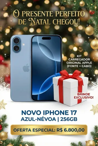 IPHONE 17 AZUL-NÉVOA 256 GB + KIT CARREGADOR ORIGINAL APPLE
