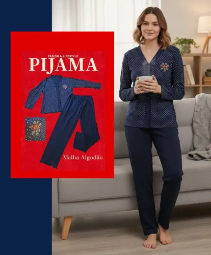 CONJUNTO PIJAMA MALHA AZUL