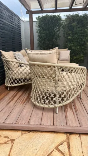 Conjunto de sofá em corda nautica