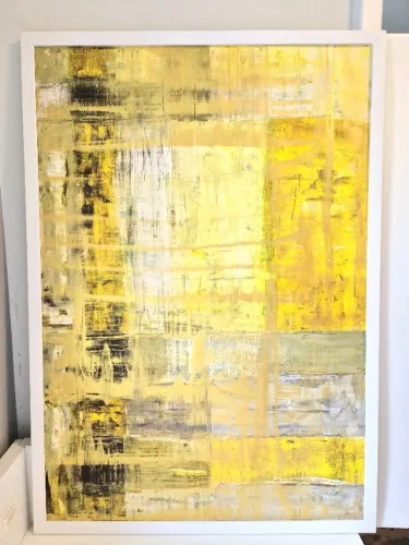 Quadro Abstrato Grande Assinado - Arte p/ Sala e Quarto | Janela do Sol