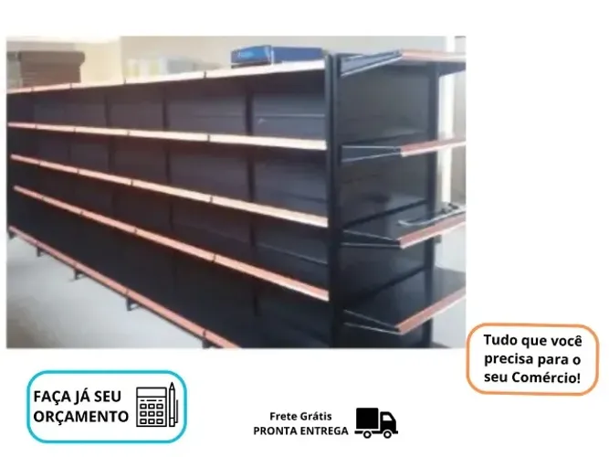 Gondola Central Preta com Porta Etiqueta 30x40