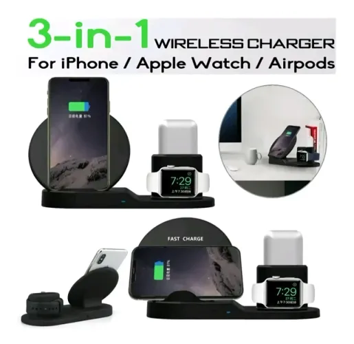 Carregador Indução Dock 20W 4 Em1 Compatível iPhone AirPods e Appel Watch seire 1 Ate seir