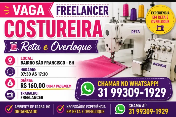 Vaga freelancer costureira