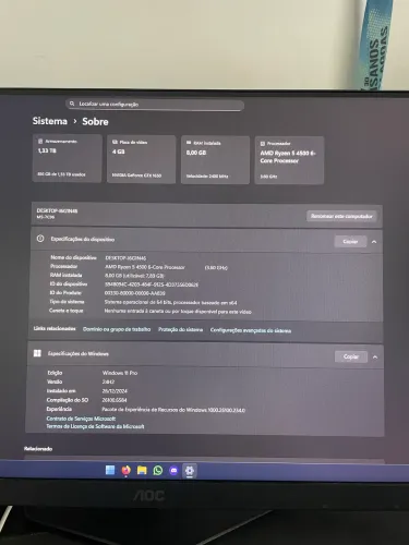 PC gamer ryzen 5 4500 + gtx 1650