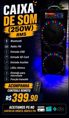 Caixa de som amplificada (Com função karaokê)